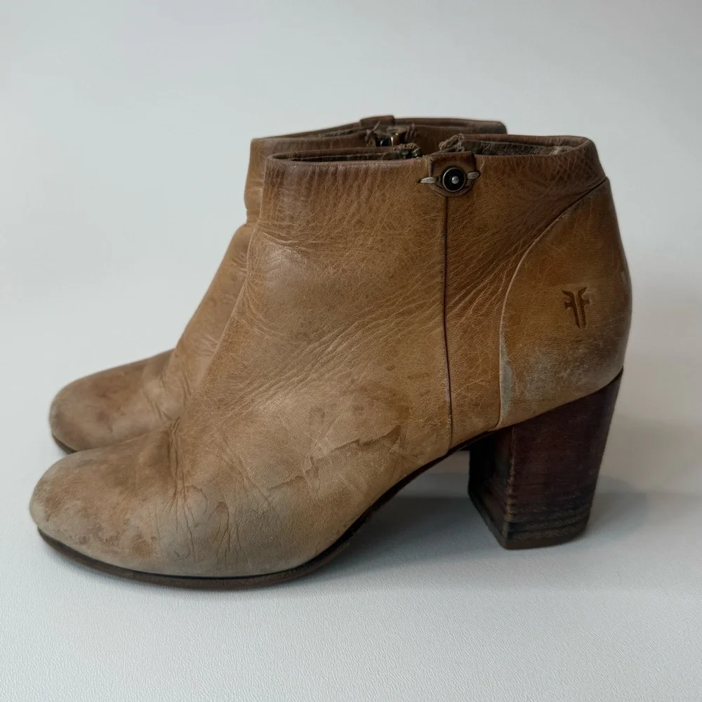 FRYE Ciera Shootie Brown Leather Ankle Booties Size 7
